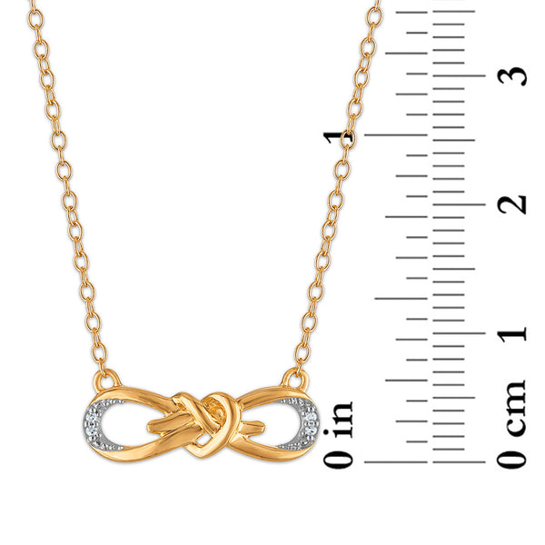 Diamond Accent Infinity Love Knot Necklace in Gold Plated Sterling Silver