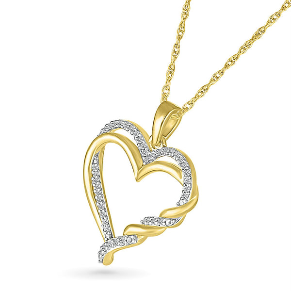 1/6 CTW Natural Diamond Heart 18-inch Pendant in 10KT Yellow Gold