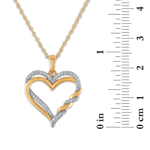 1/6 CTW Natural Diamond Heart 18-inch Pendant in 10KT Yellow Gold