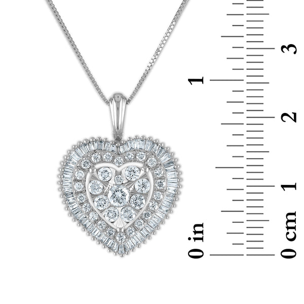 1 CTW Natural Diamond Heart 18-inch Pendant in 10KT White Gold