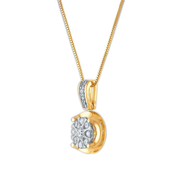 1/2 CTW Natural Diamond Cluster 18-inch Pendant in 10KT White and Yellow Gold