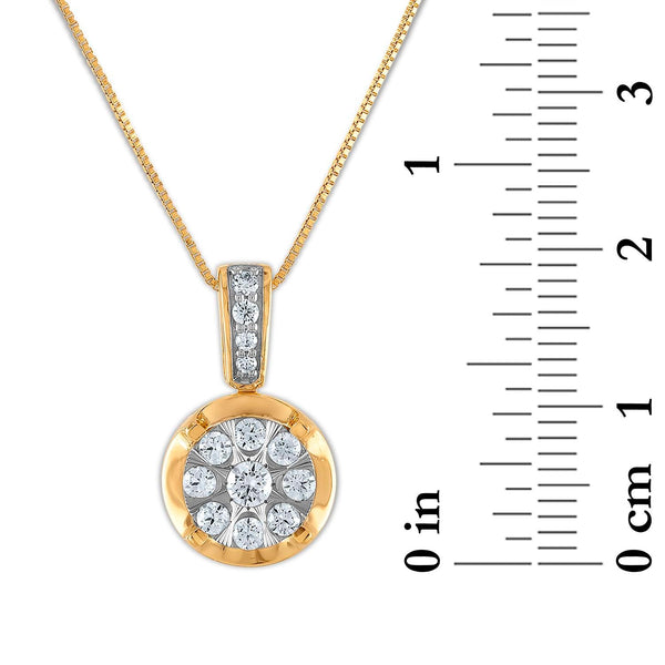 1/2 CTW Natural Diamond Cluster 18-inch Pendant in 10KT White and Yellow Gold