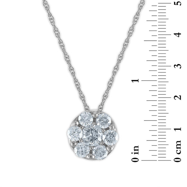 1/2 CTW Natural Diamond Cluster 18-inch Pendant in 10KT White Gold