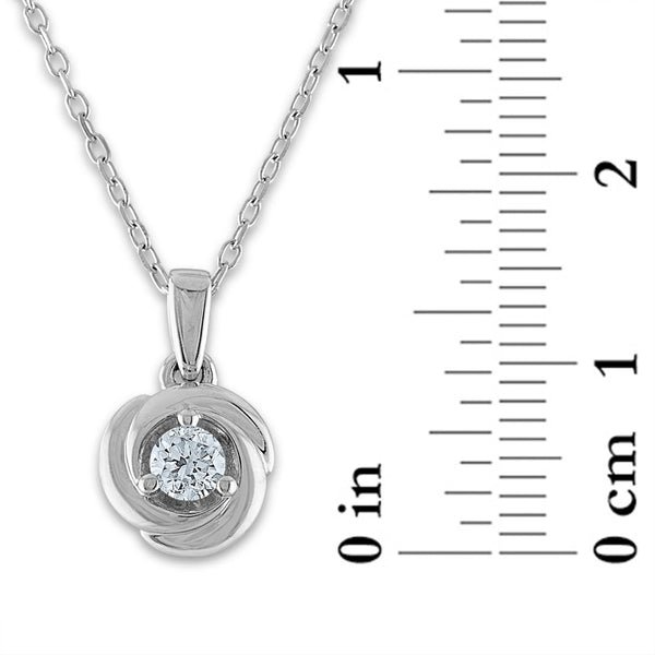 1/4 CTW Natural Diamond Solitaire Love Knot 18-inch Pendant in 10KT White Gold