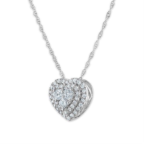 1/3 CTW Natural Diamond Heart 18-inch Pendant in 10KT White Gold