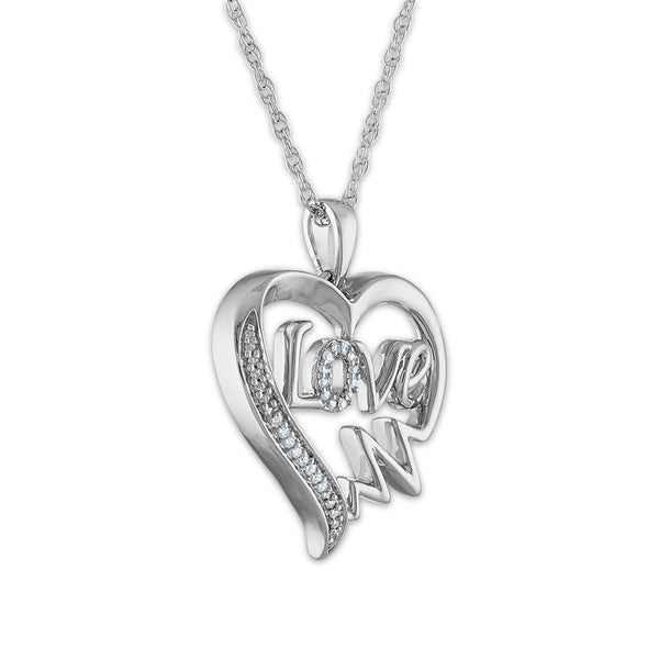 1/16 CTW Natural Diamond Heart 18-inch Pendant in Sterling Silver