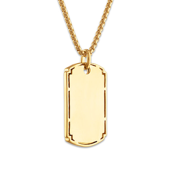 Luxe Layers 1/2 CTW Natural Diamond Nugget Dog Tag 22-inch Pendant in Gold Plated Sterling Silver