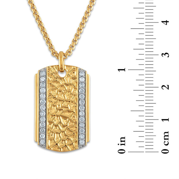 Luxe Layers 1/2 CTW Natural Diamond Nugget Dog Tag 22-inch Pendant in Gold Plated Sterling Silver