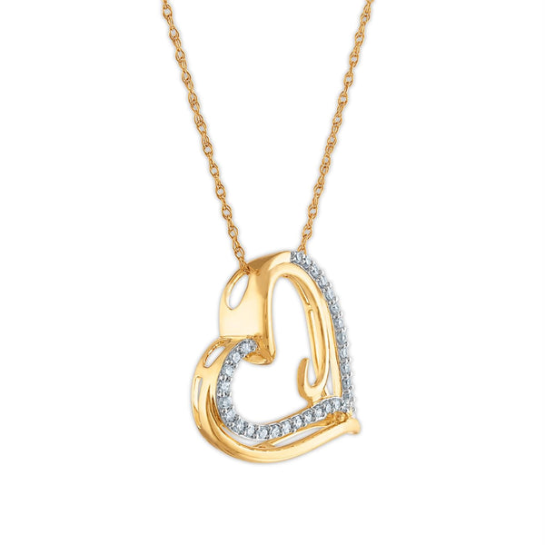 1/5 CTW Natural Diamond Heart 18-inch Pendant in 10KT Yellow Gold