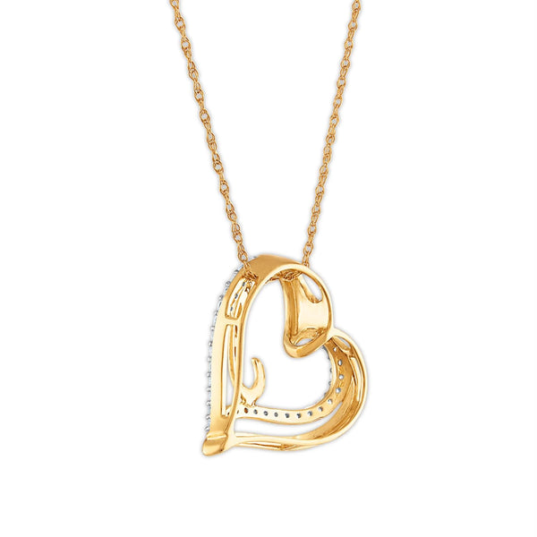 1/5 CTW Natural Diamond Heart 18-inch Pendant in 10KT Yellow Gold