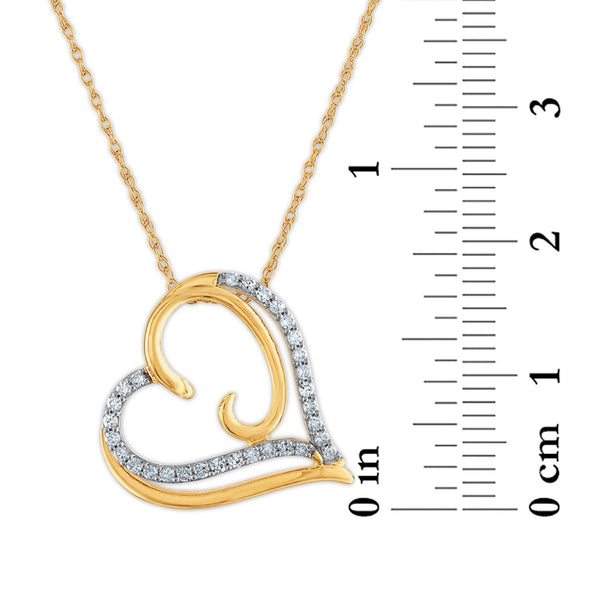 1/5 CTW Natural Diamond Heart 18-inch Pendant in 10KT Yellow Gold
