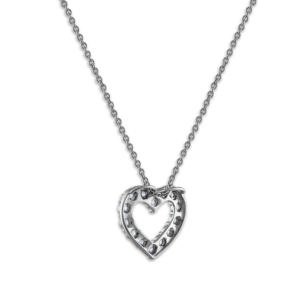 1/10 CTW Natural Diamond Heart 18-inch Pendant in Rhodium Plated Sterling Silver