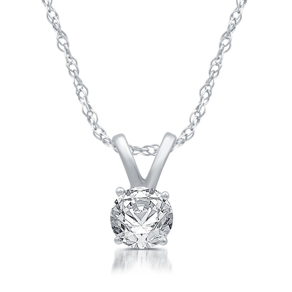1 CTW Natural Diamond Solitaire 18-inch Pendant in 10KT White Gold