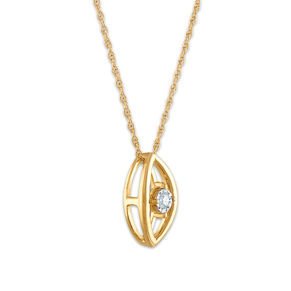 Natural Diamond Accent 18-inch Pendant in 10KT Yellow Gold