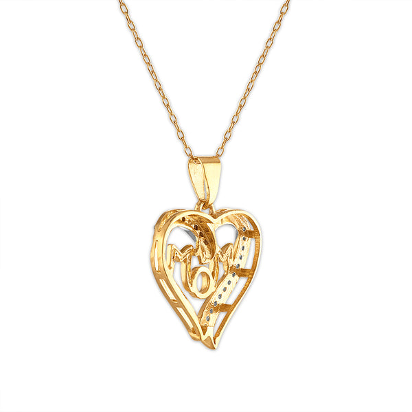 1/4 CTW Natural Diamond Mom Pendant in Yellow Gold Plated Sterling Silver