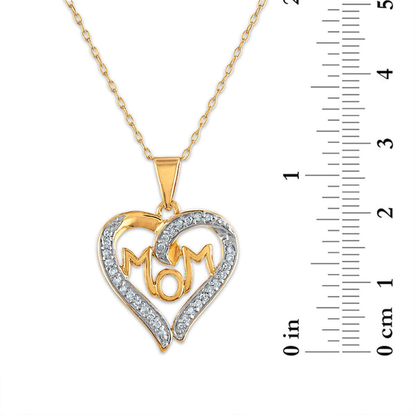 1/4 CTW Natural Diamond Mom Pendant in Yellow Gold Plated Sterling Silver