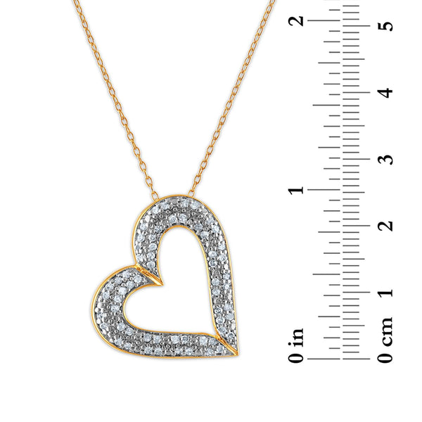 1/2 CTW Diamond Heart 18-inch Pendant in Yellow Gold Plated Sterling Silver