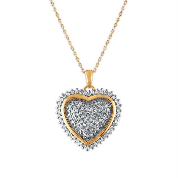 1 CTW Diamond Heart 18-inch Pendant in Yellow Gold Plated Sterling Silver