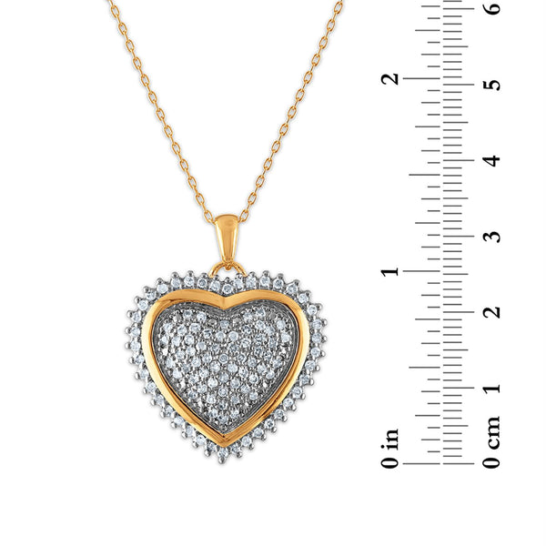 1 CTW Diamond Heart 18-inch Pendant in Yellow Gold Plated Sterling Silver