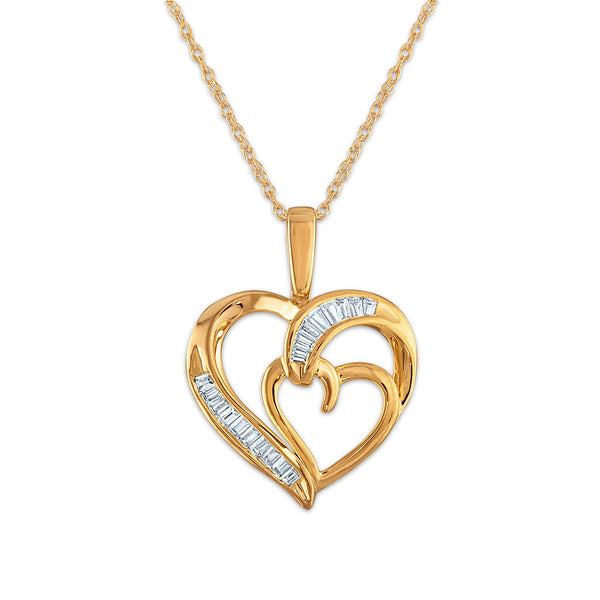 White Diamond Hearts & Symbols Pendant in 10KT Gold