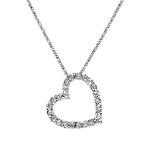 White Diamond Hearts & Symbols Pendant in 925 Silver