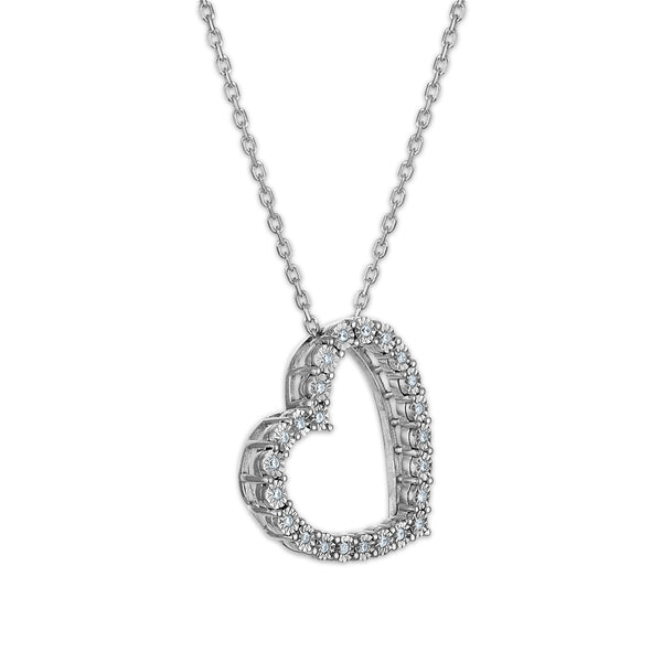 White Diamond Hearts & Symbols Pendant in 925 Silver