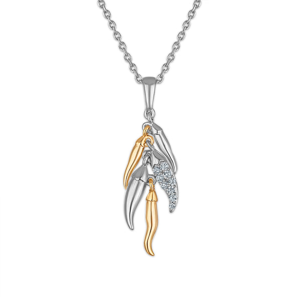 White Diamond Fashion Pendant in 925 Silver