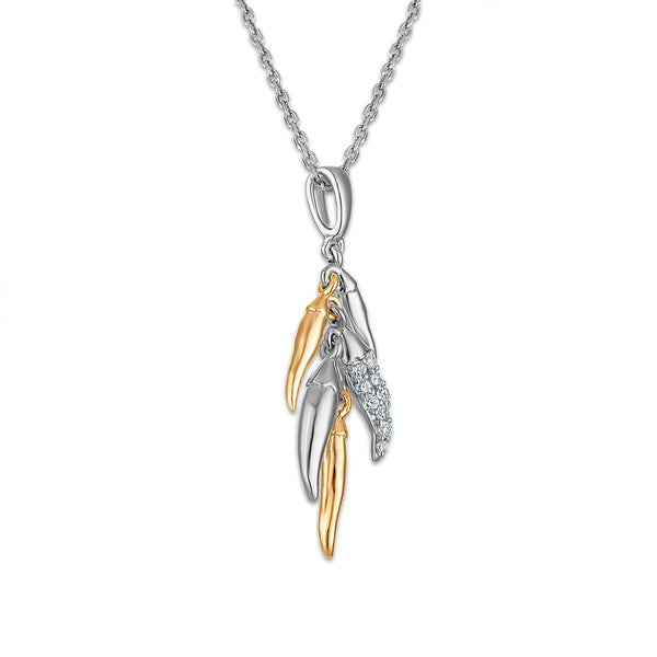 White Diamond Fashion Pendant in 925 Silver