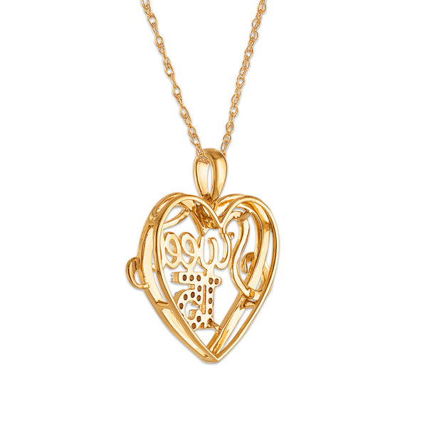Diamond Accent 18-inch Quinceanera Pendant in 10KKT Yellow Gold