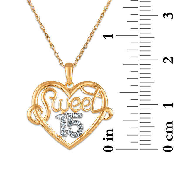 Diamond Accent 18-inch Quinceanera Pendant in 10KKT Yellow Gold