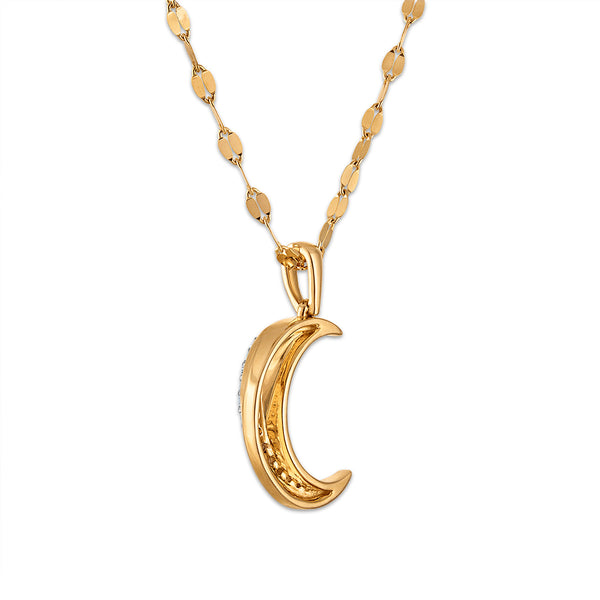 Natural Diamond 18-inch Moon Pendant in 10KT Yellow Gold