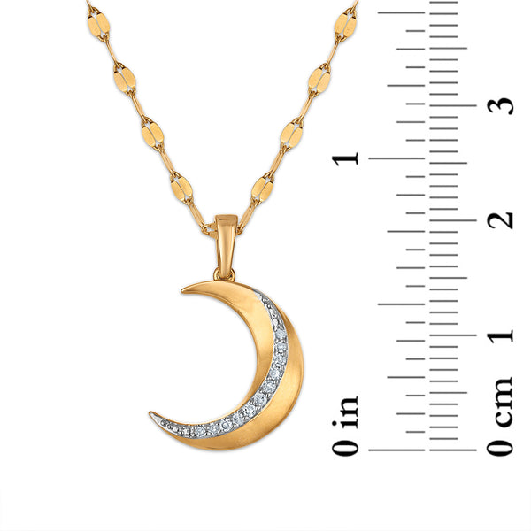 Natural Diamond 18-inch Moon Pendant in 10KT Yellow Gold