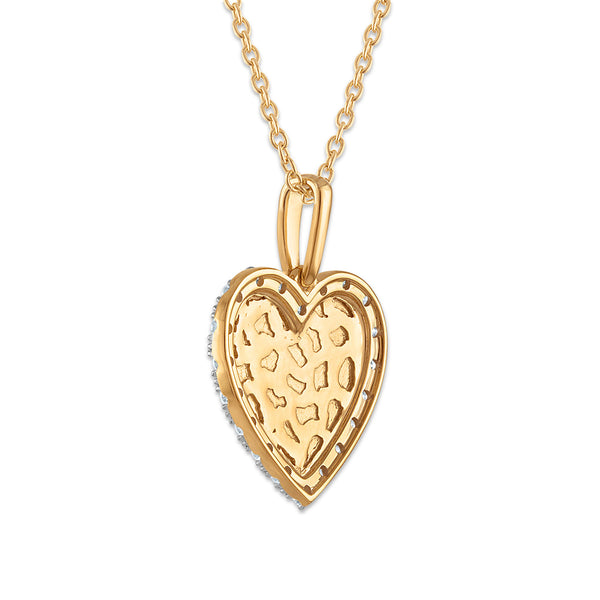 1/6 CTW Natural Diamond 18-inch Nugget Heart Pendant in 10KT Yellow Gold