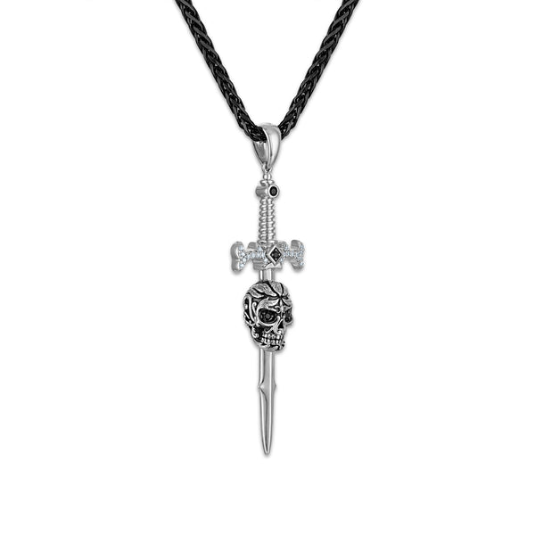 Serpents and Saints Natural Diamond Accent 22-inch Pendant in Sterling Silver
