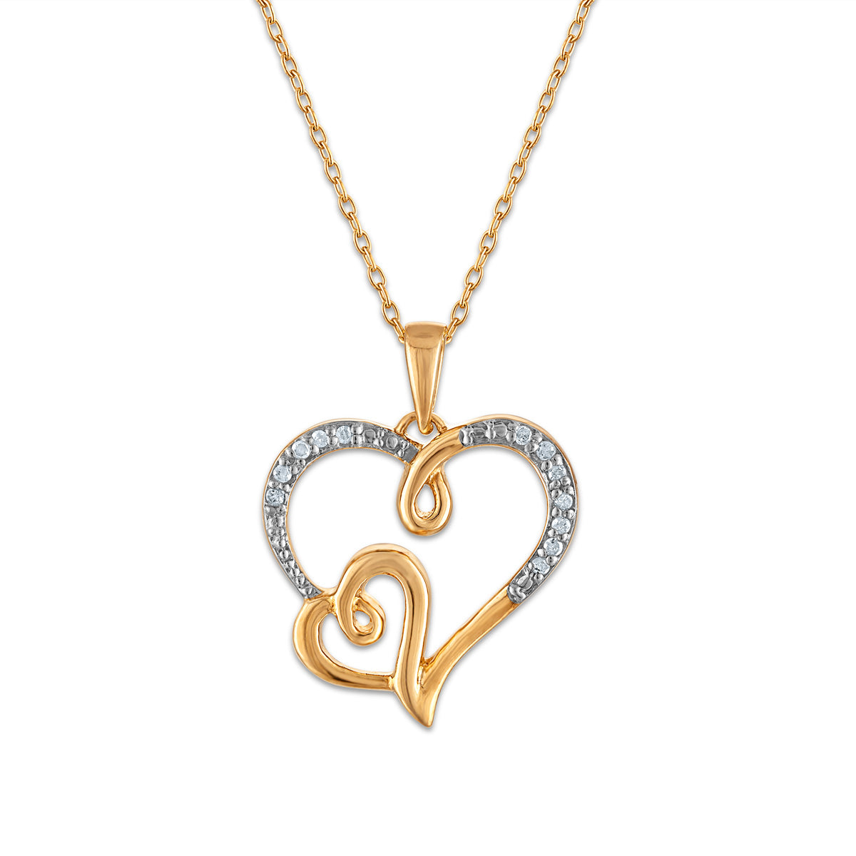 1/10 CTW Natural Diamond Heart 18-inch Pendant in Gold Plated Sterling Silver