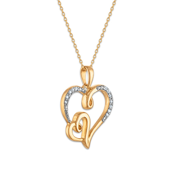 1/10 CTW Natural Diamond Heart 18-inch Pendant in Gold Plated Sterling Silver