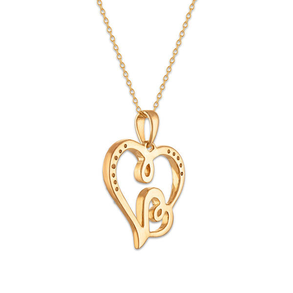 1/10 CTW Natural Diamond Heart 18-inch Pendant in Gold Plated Sterling Silver