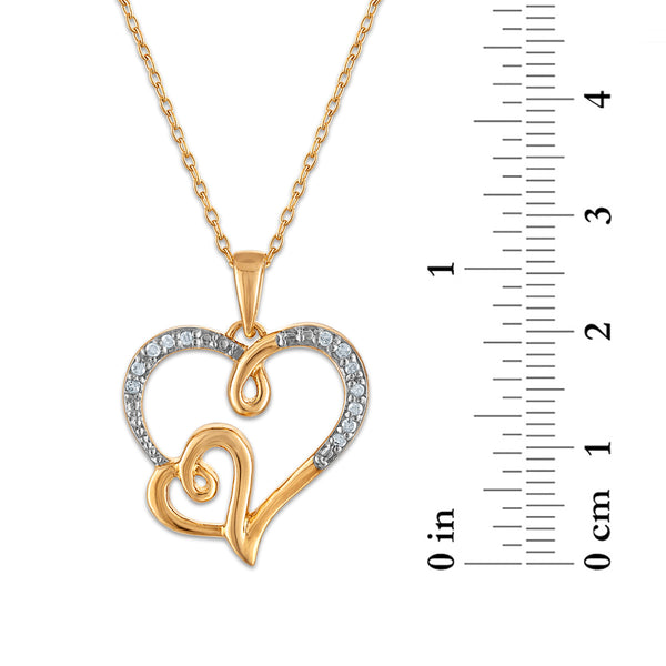 1/10 CTW Natural Diamond Heart 18-inch Pendant in Gold Plated Sterling Silver