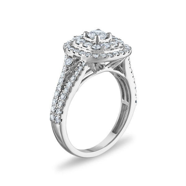 1 1/2 CTW Diamond Halo Bridal Set Ring in 10KT White Gold