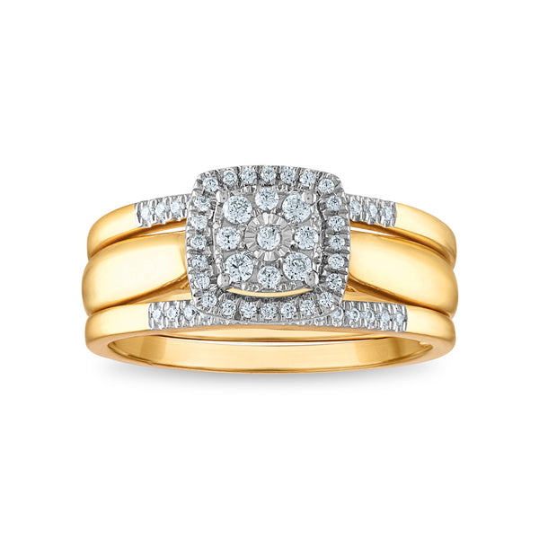 1/4 CTW Diamond Halo Bridal Set 3-Piece Ring in 10KT Yellow Gold