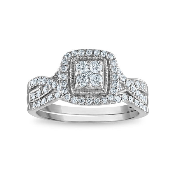 1/2 CTW Diamond Halo Bridal Set in 10KT White Gold