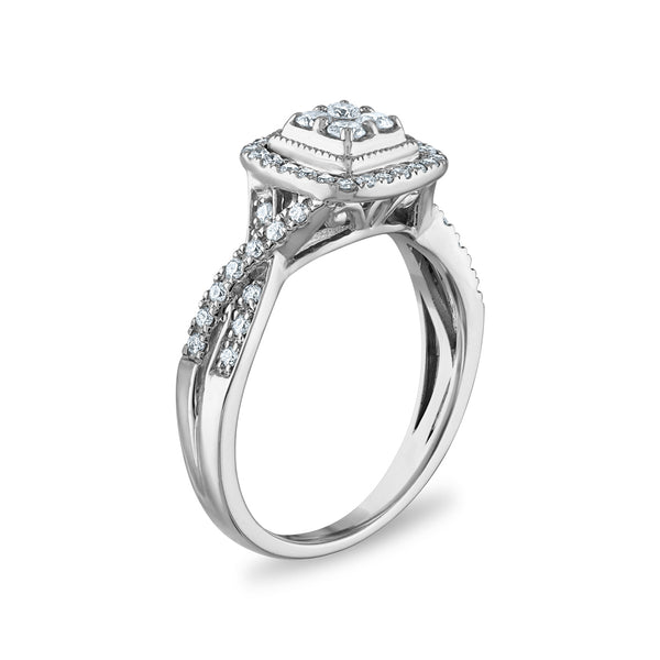 1/2 CTW Natural Diamond Halo Bridal Set in 10KT White Gold