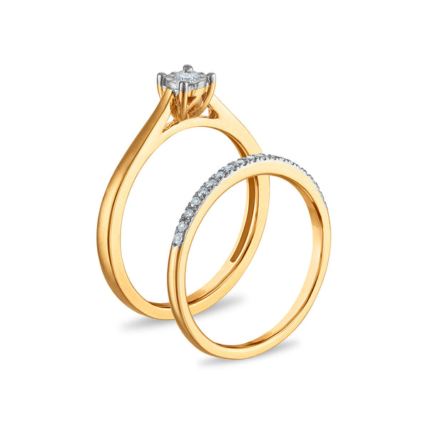 1/5 CTW Natural Diamond  Illusion Bridal Set in 10KT Gold