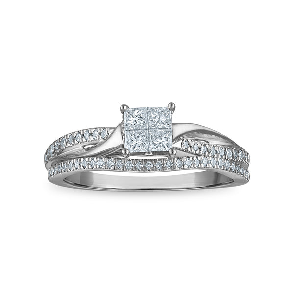 3/8 CTW Princess Cut Natural Diamond Bridal Set in 10KT Gold