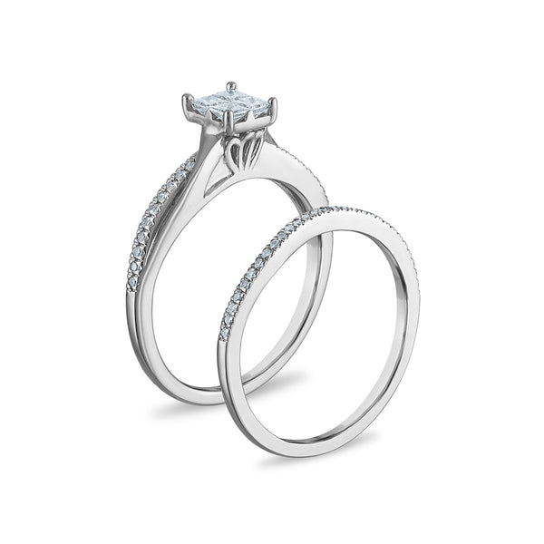 3/8 CTW Princess Cut Natural Diamond Bridal Set in 10KT Gold