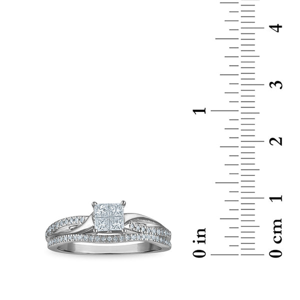 3/8 CTW Princess Cut Natural Diamond Bridal Set in 10KT Gold