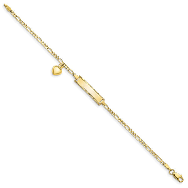 10KT Yellow Gold 6-inch 5.1MM Childrens Figaro ID Bracelet