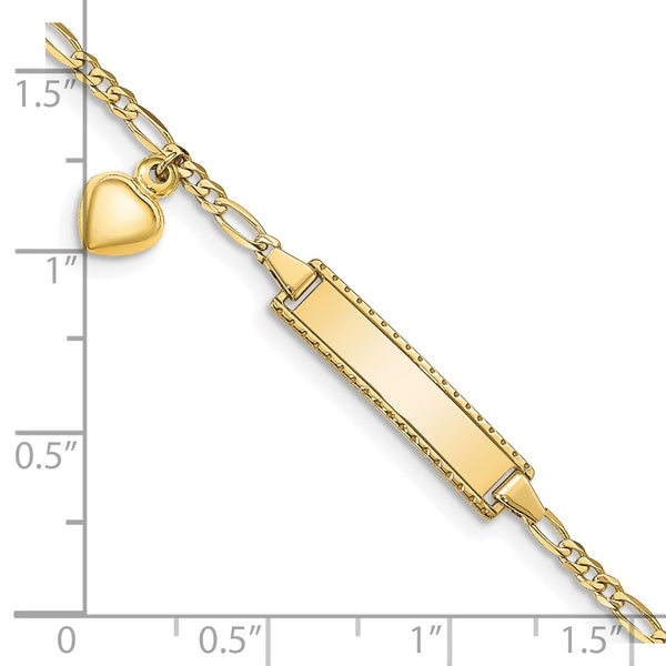 10KT Yellow Gold 6-inch 5.1MM Childrens Figaro ID Bracelet