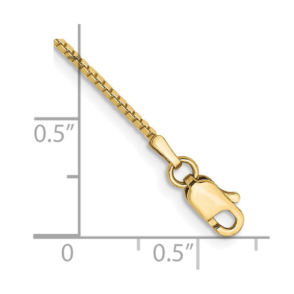 10KT Yellow Gold 7-inch 1MM Lobster Clasp Box Chain Bracelet