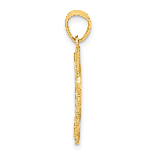10KT Yellow Gold 25X11MM Diamond-cut Cross Pendant. Chain Not Included